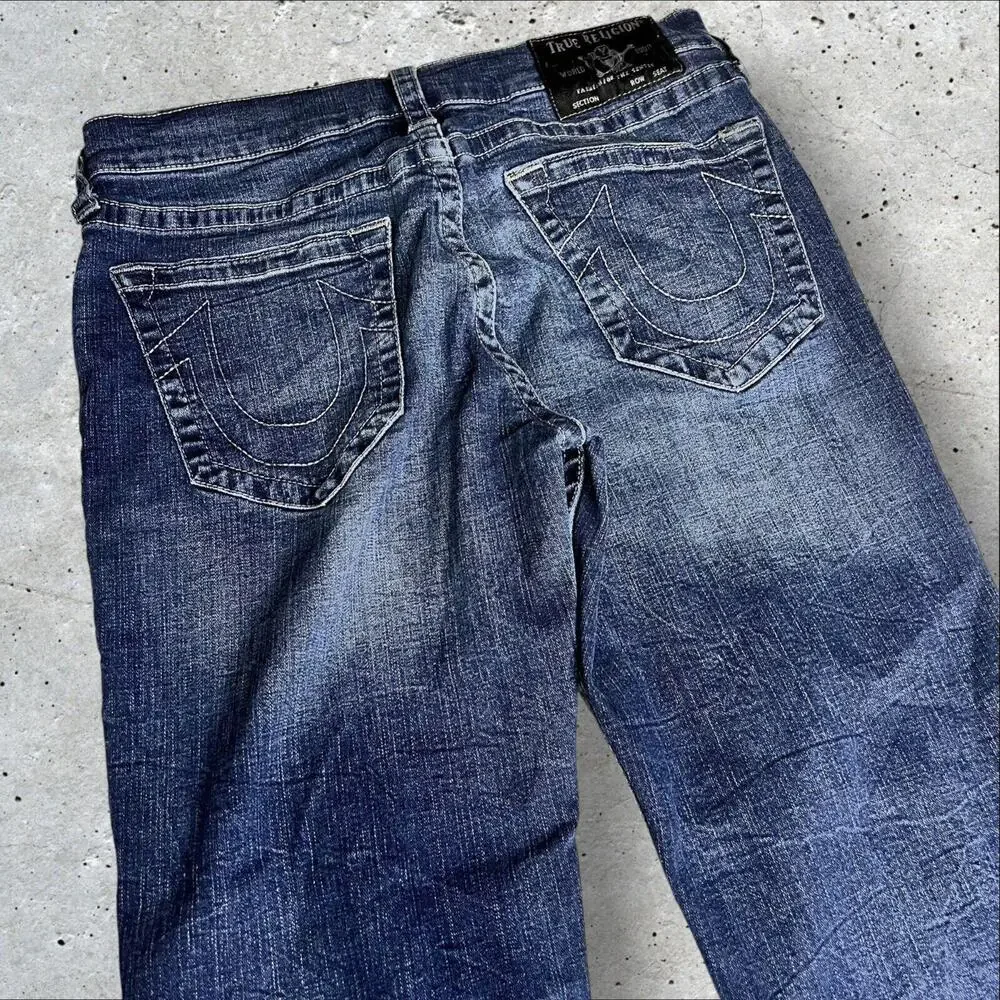True Religion Ricky Relaxed‎ Straight Fit Black Men's Jeans Size 33